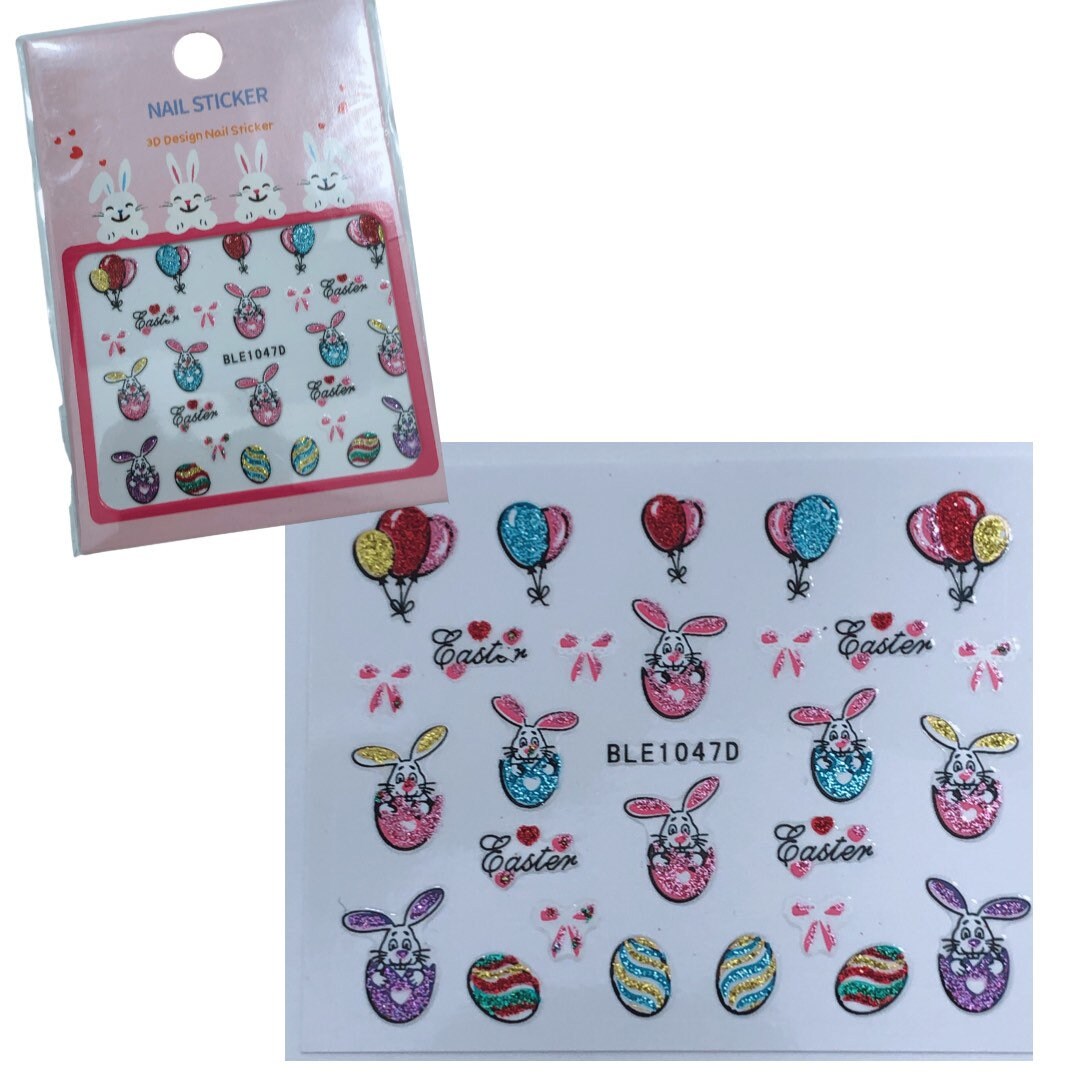 Glitter Easter nail stickers decals set of 3