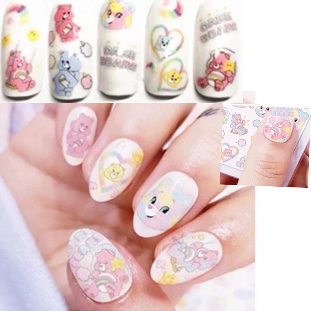 Caring Bears decals self adhesive 1 sheet of stickers for trending nail art supplies