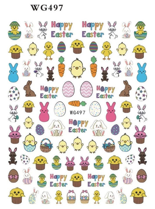 Peeps & chocolate bunny Nail decals self adhesive stickers art supplies A1