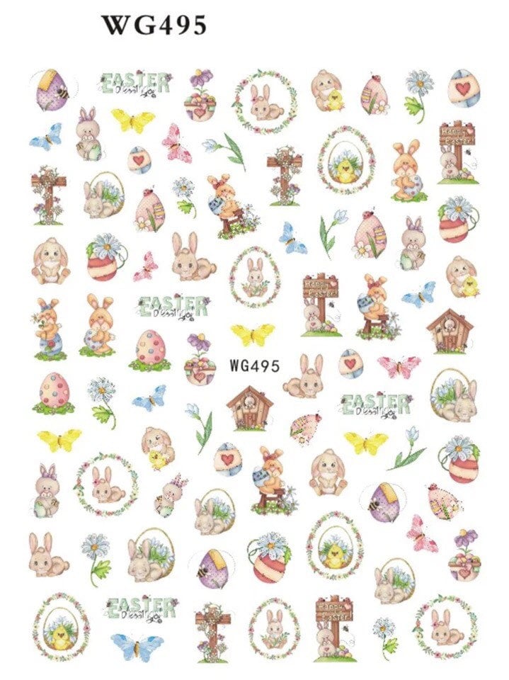 Easter Sunday bunny Nail decals self adhesive stickers art supplies A1