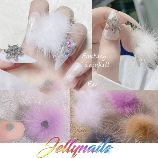 Magnetic detached puff pom pom fluff balls nail charms