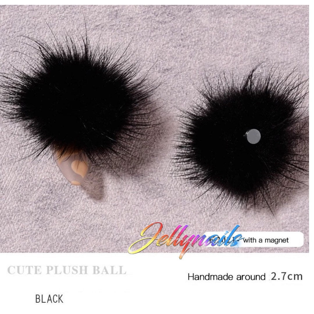 Magnetic detached puff pom pom fluff balls nail charms