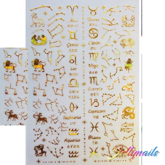 Gold Astrology horoscope signs foil rise decals stickers nail art