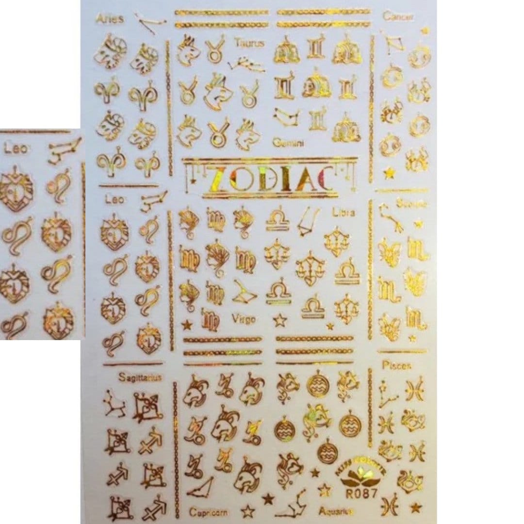 Gold Zodiac horoscope signs foil rise decals stickers nail art