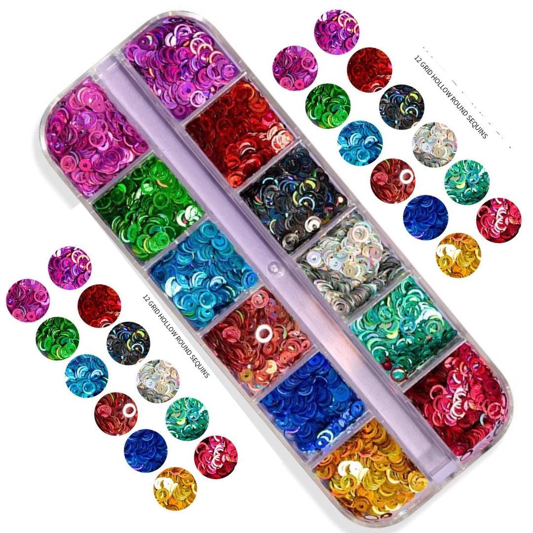 Hollow round circles nail 3D art.12 different colors in a box