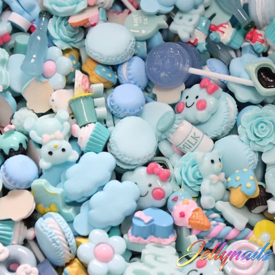 Kawaii blue random 10 pcs 3D nail art