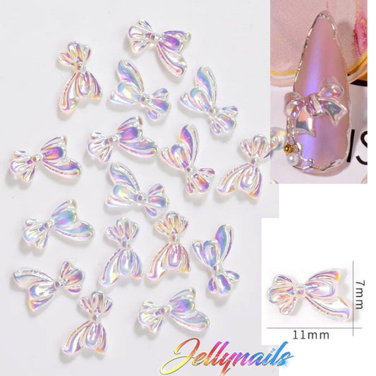 Resin wispy Bows 10 pcs lavender aurora 3D nail art