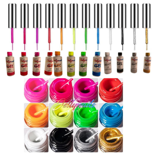 Stripping Art polish Gel U/V LED nail art 12 colors set supplies