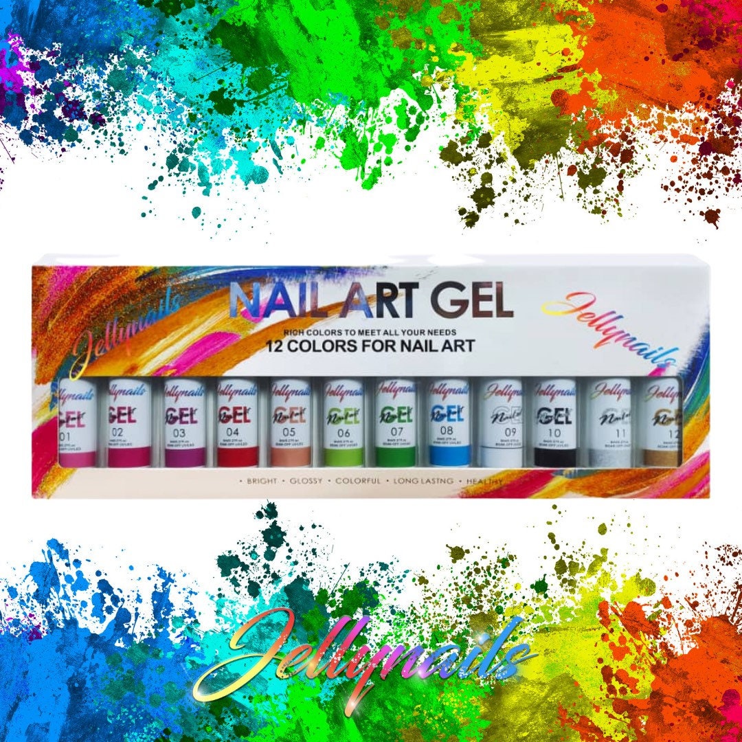 Stripping Art polish Gel U/V LED nail art 12 colors set supplies