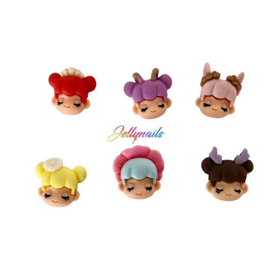 Kawaii baby fairies characters charms 5 pcs 3D nail art