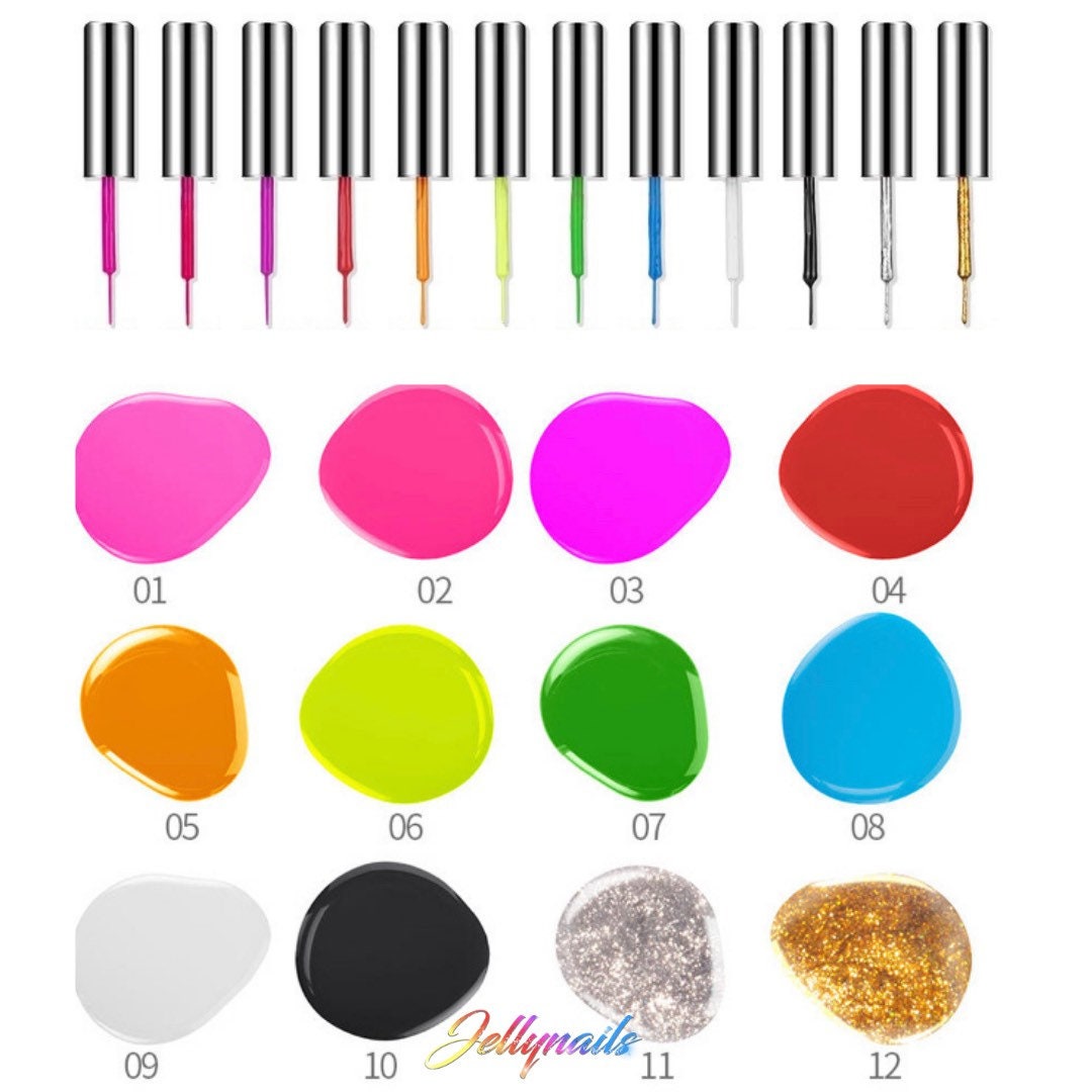 Stripping Art polish Gel U/V LED nail art 12 colors set supplies