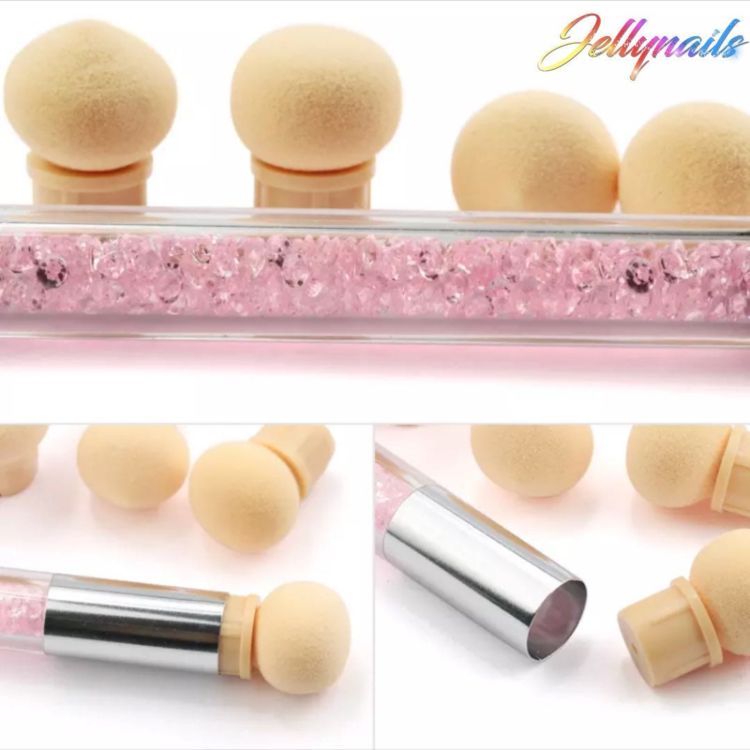 Sponge nail brush Double ended 6 PCS pink Color Ombré baby boomer gradient