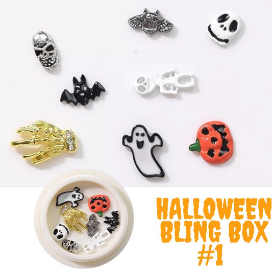 Halloween bling box 1 skulls nail art Jewelry crystals alloy 3D Decoration