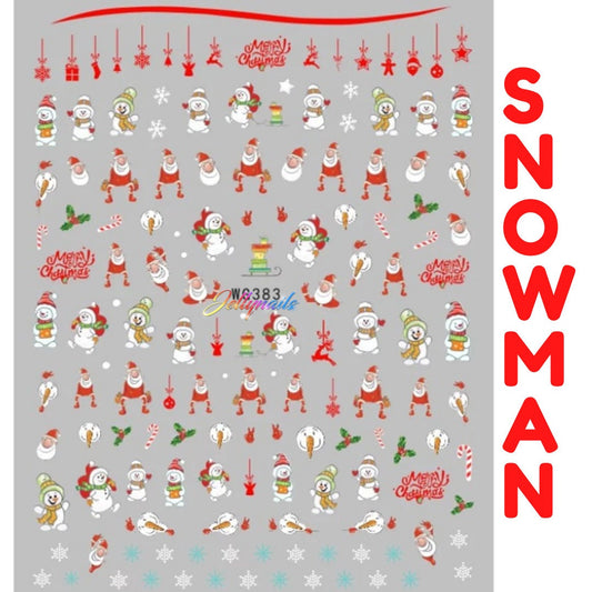 Christmas nail decals self adhesive 1 sheet of stickers Snowman Santa Mistletoe Reindeer