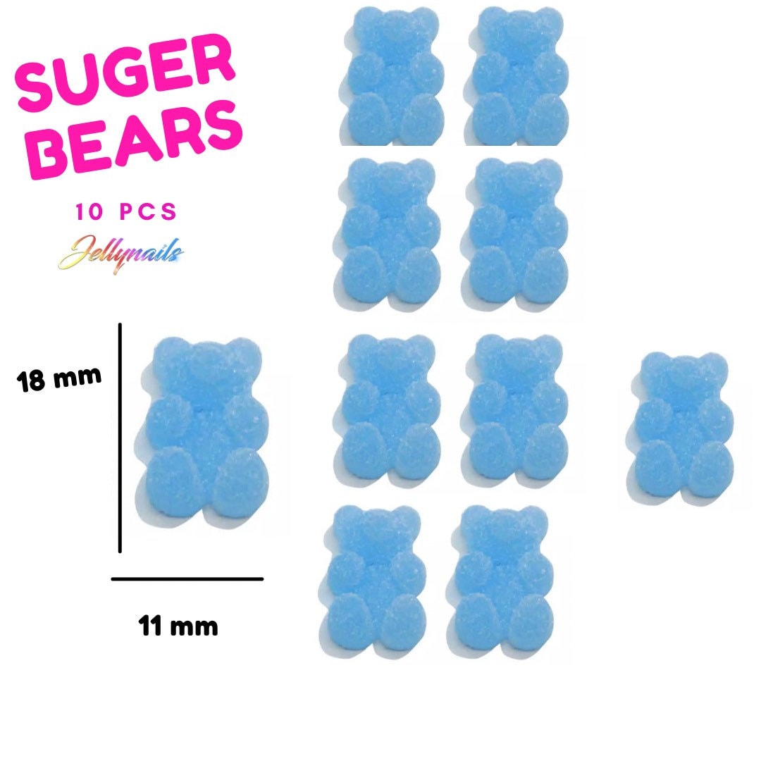 Sugar Bears Blue colors 10pcs 3D nail art kawaii charms