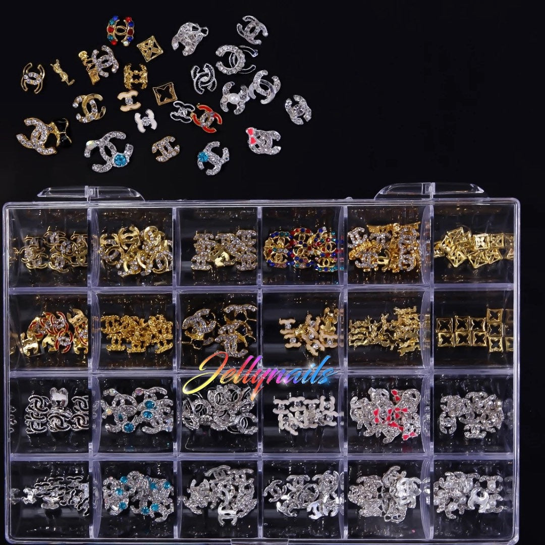 Nail charms 240 pcs in clear case , nail Jewelry 3D