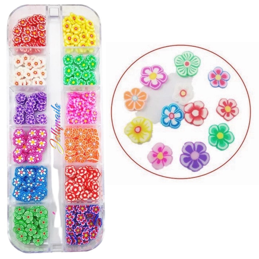 Blossom flowers slices and shapes for nail 3D art polymer clay varieties colors