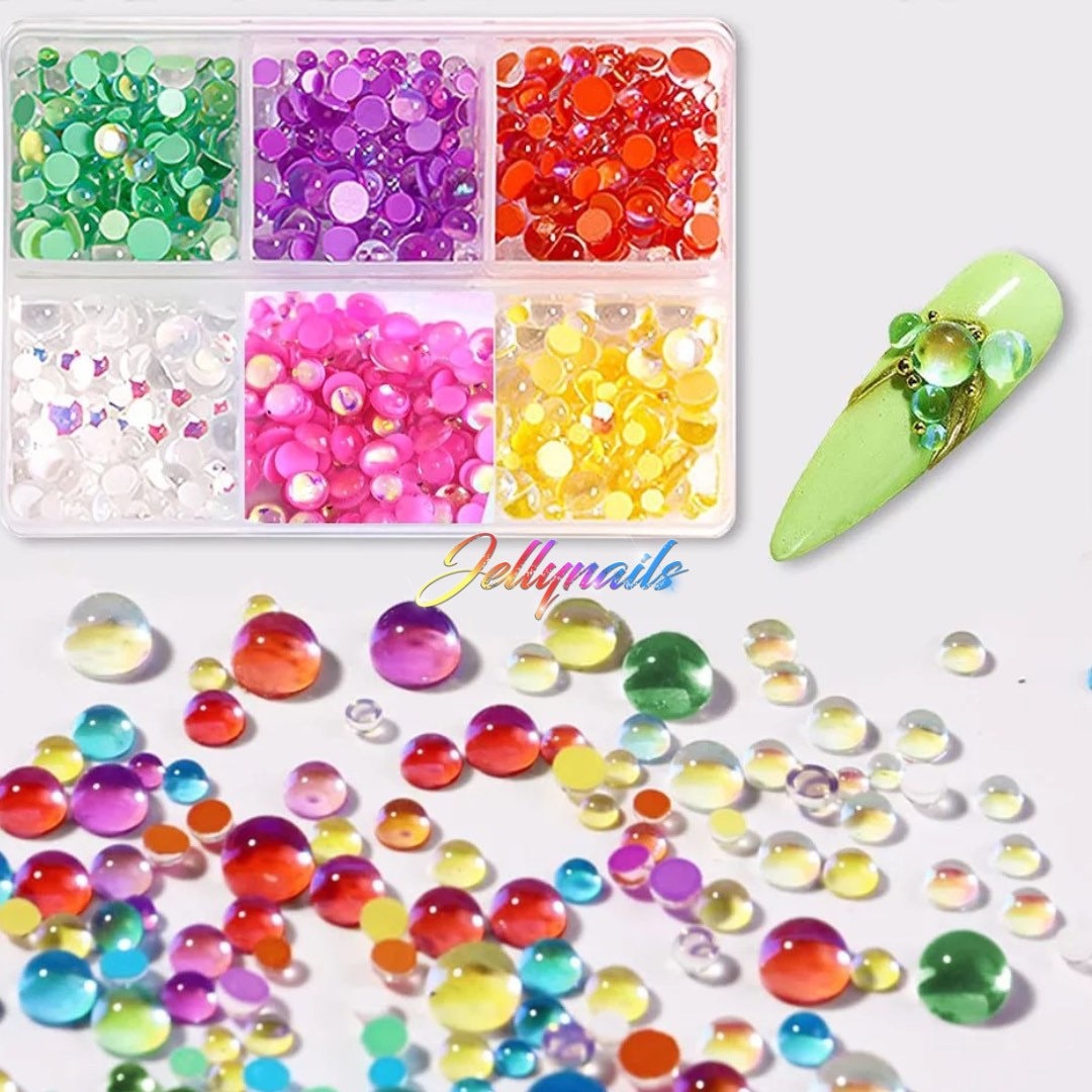 Bling Mermaid Caviar Round Crystal flat backs nail art rhinestones Aurora 3D charms