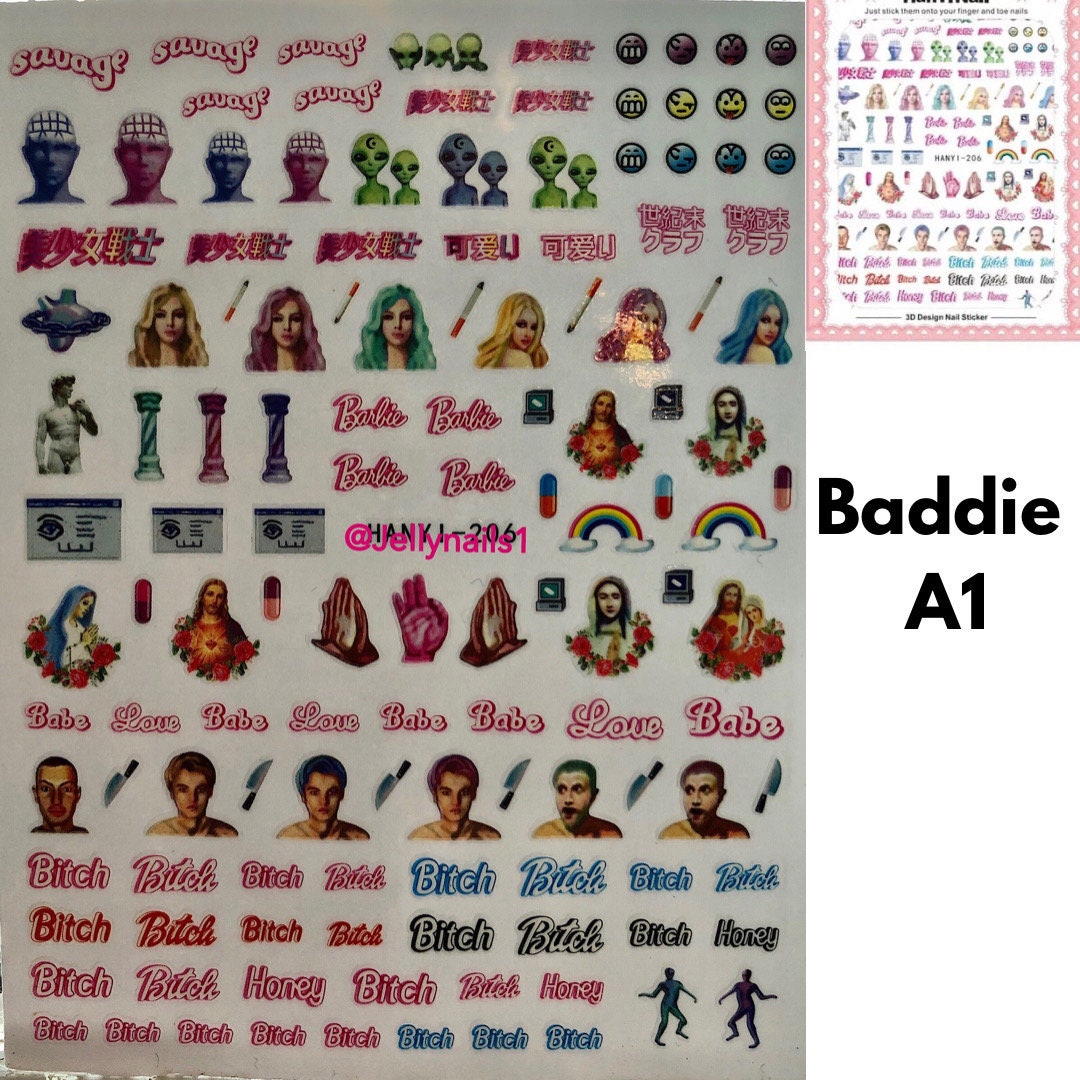 Barb design nail decals self adhesive 1 sheet of stickers for trending fashion nail art supplies